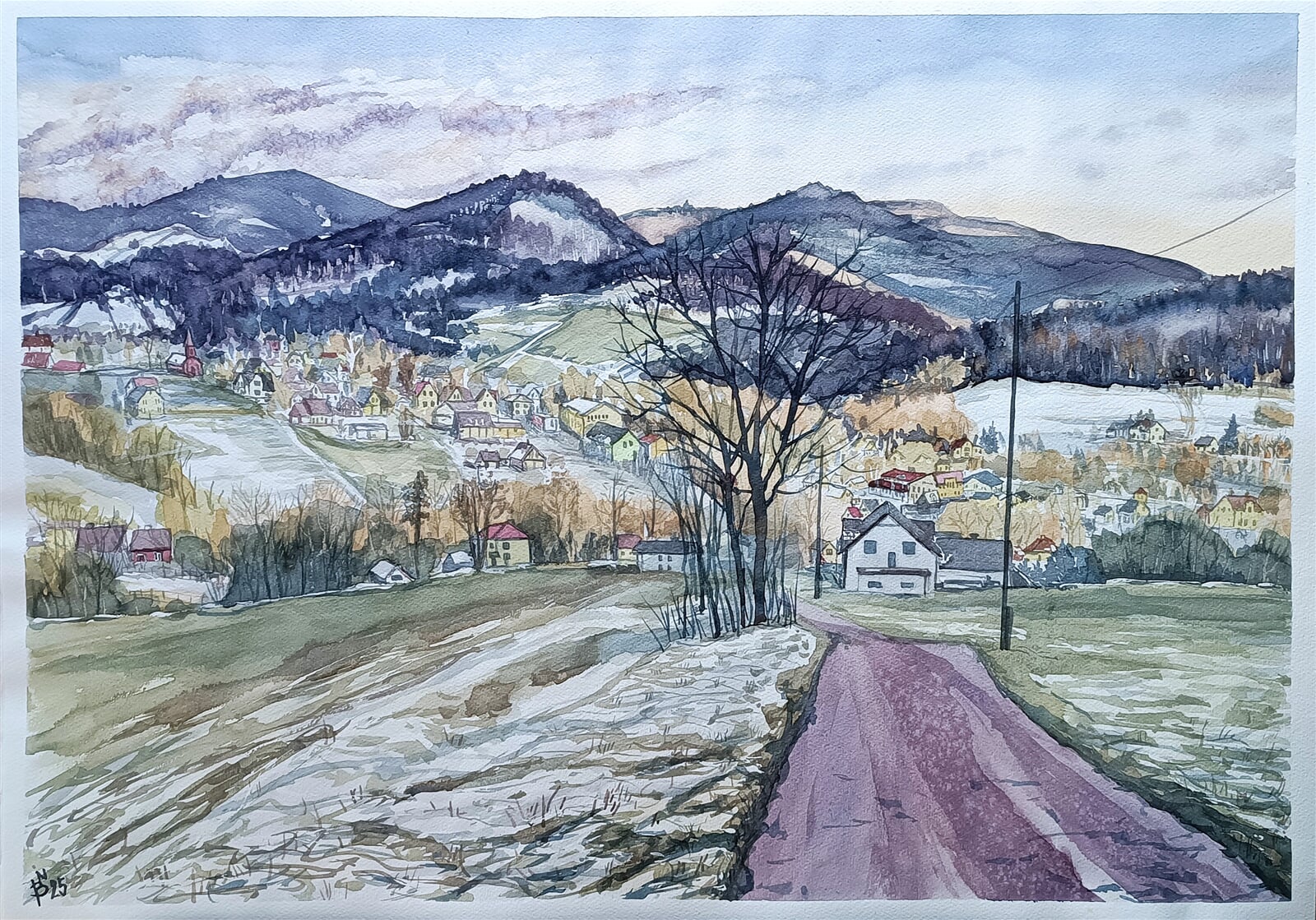 Blažena Niemcová : V Nýdku, pod Prašivou, 50 × 70 cm
