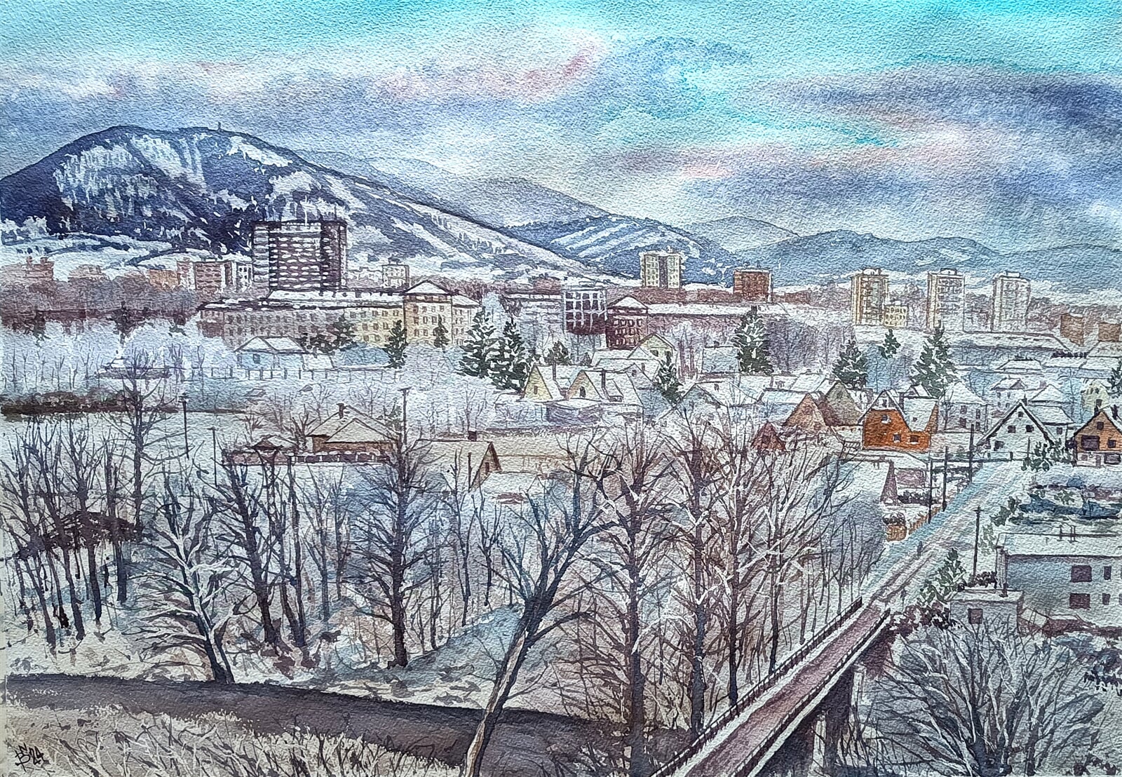 Blažena Niemcová : Zimní Třinec, 50 × 70 cm