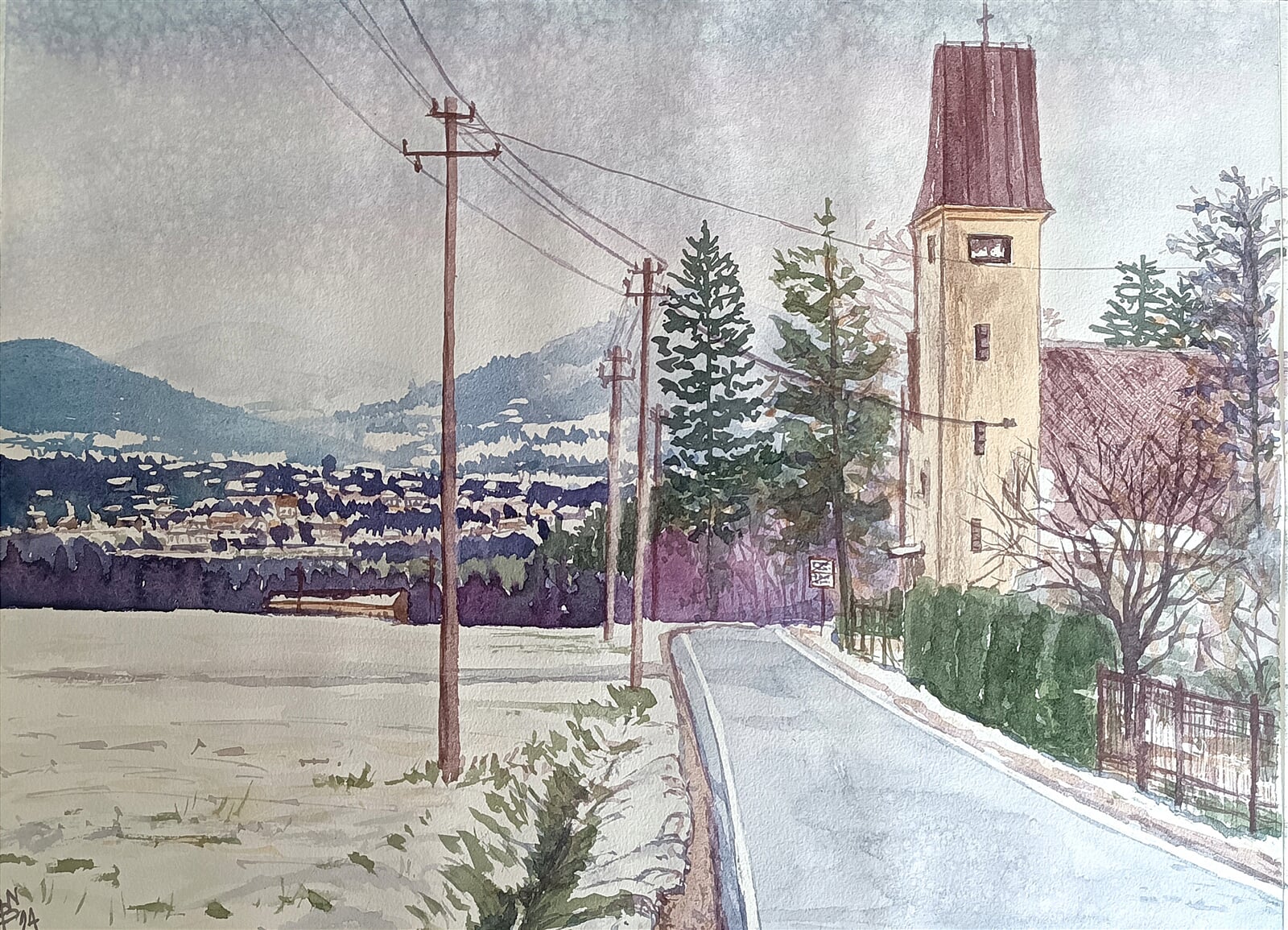 Blažena Niemcová : Kaple v Karpentné, 30 × 40 cm