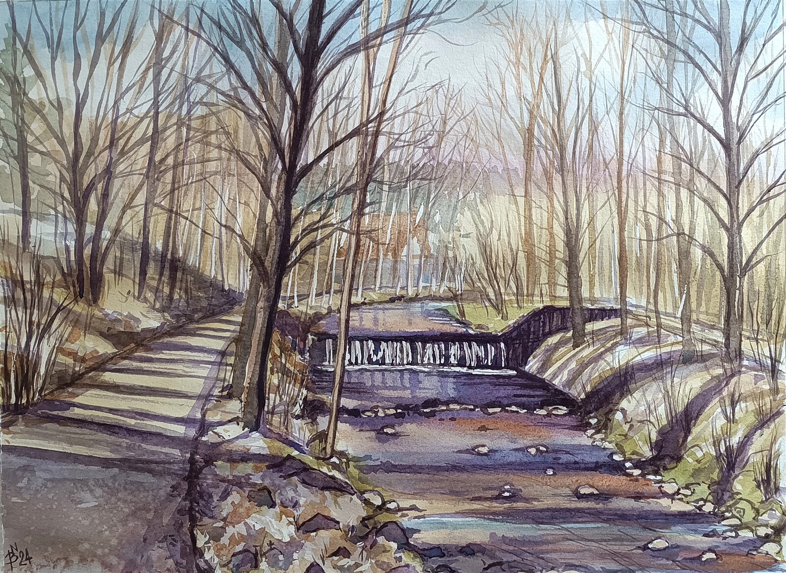 Blažena Niemcová : U horního splavu, 30 × 40 cm