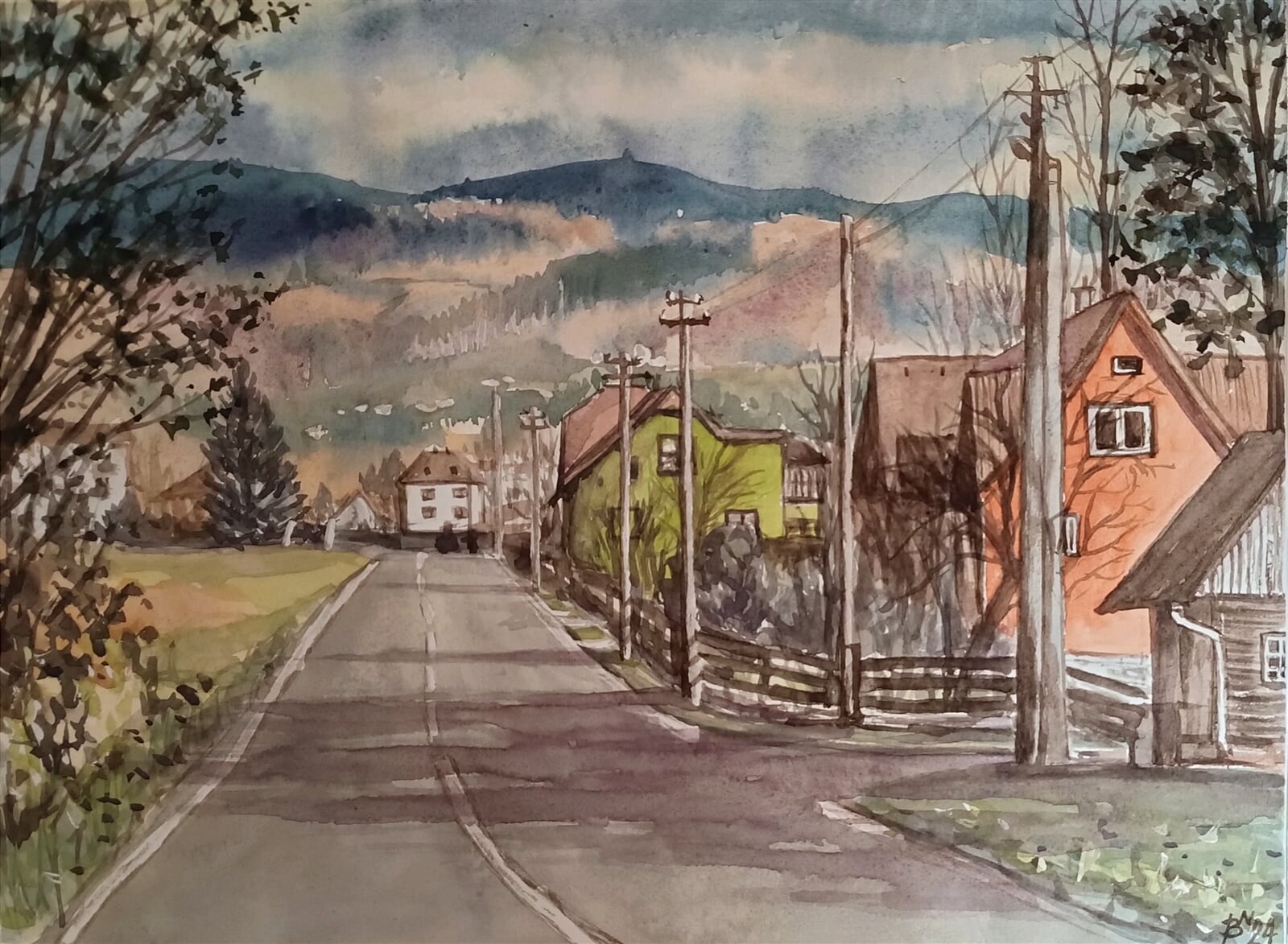 Blažena Niemcová : Cestou do Nýdku, 30 × 40 cm