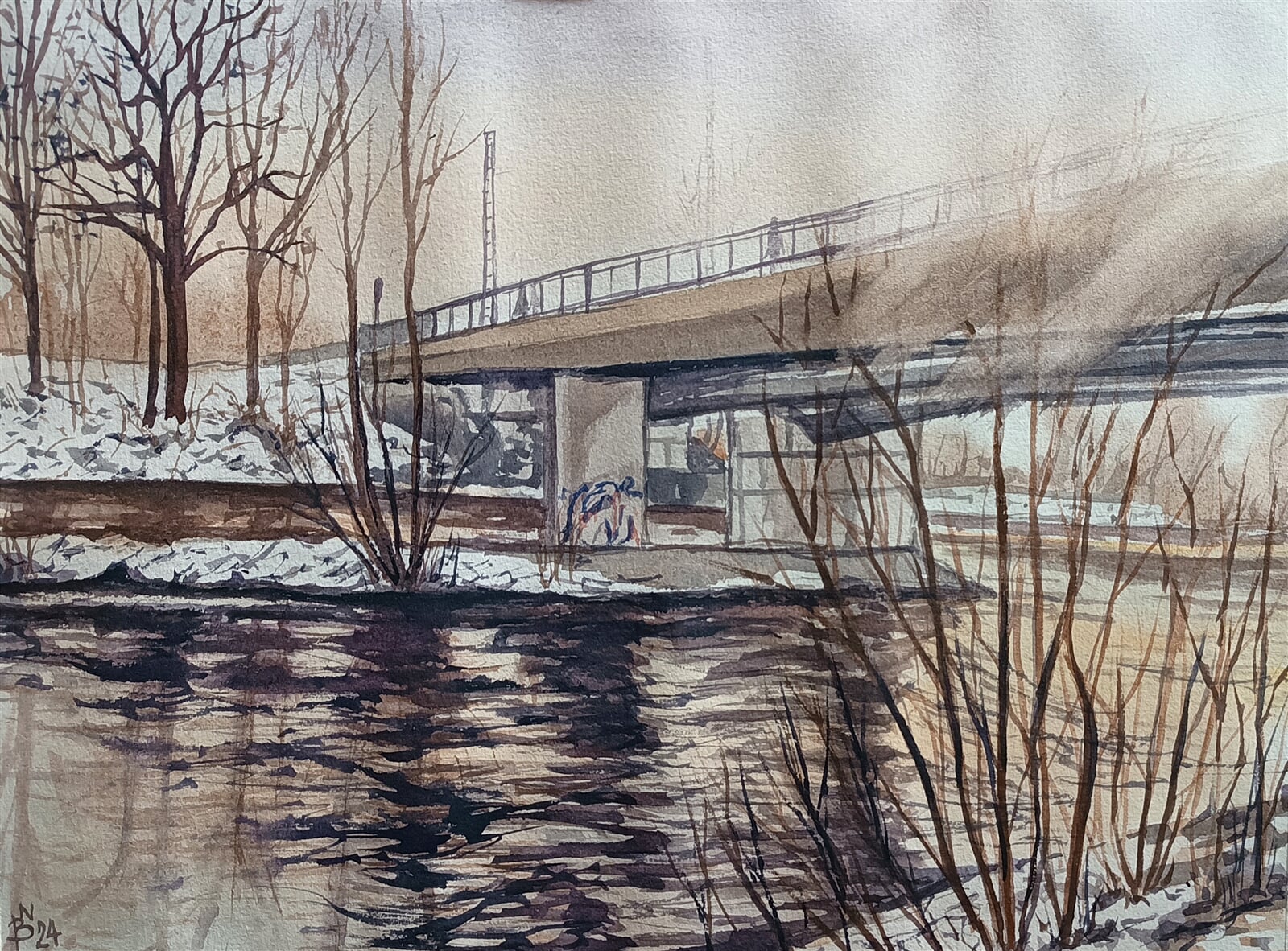 Blažena Niemcová : Most u Zobawy, 30 × 40 cm