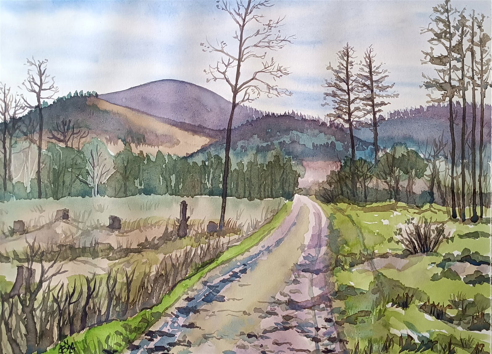 Blažena Niemcová : Bystřice, nad Křivou, 30 × 40 cm