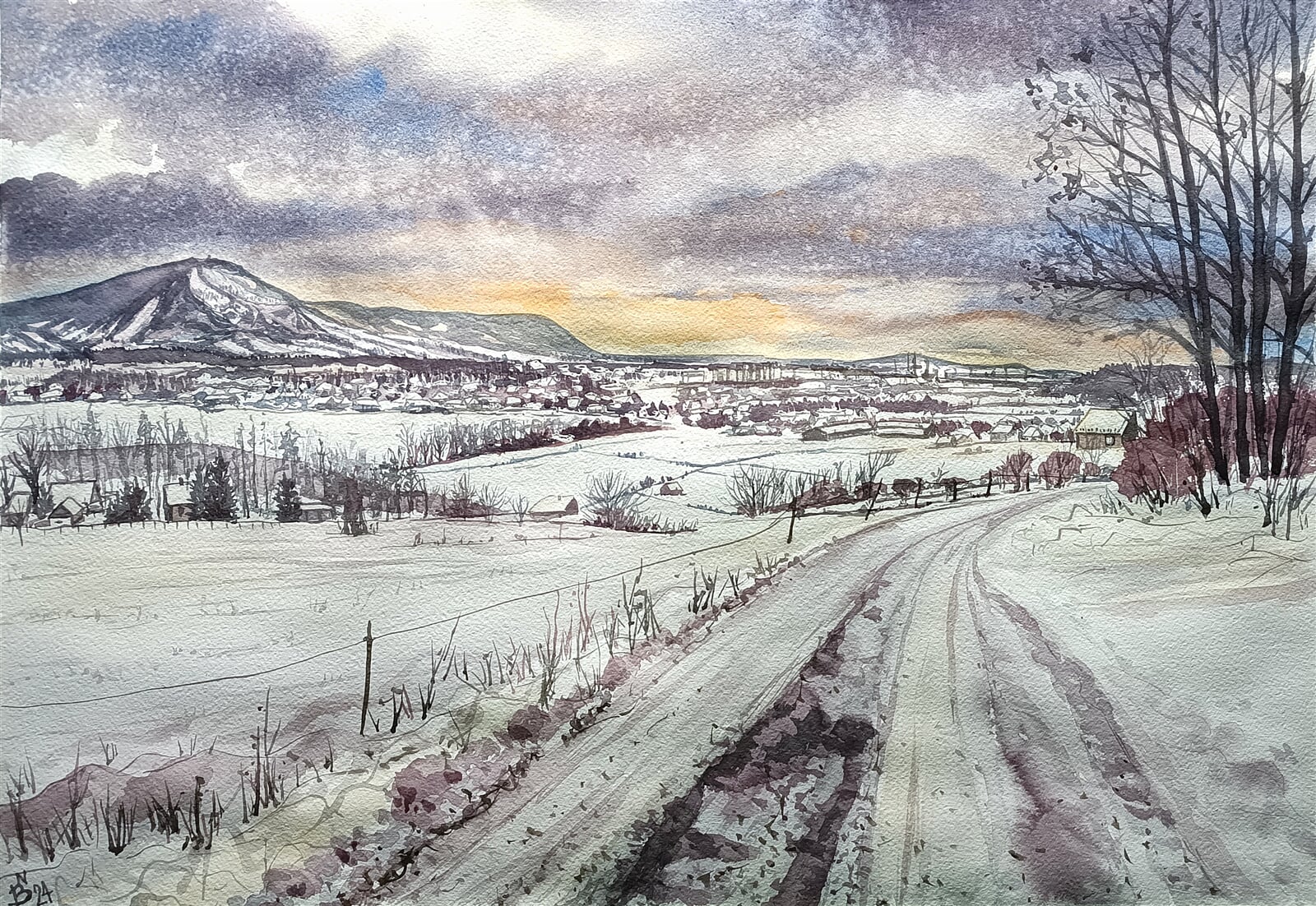 Blažena Niemcová : Pohled na Vendryni a Třinec, 50 × 70 cm