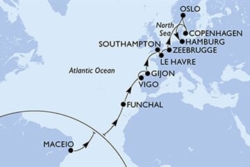 MSC PREZIOSA - Brazílie, Portugalsko, Španělsko, Velká Británie, Francie, ... (Maceio)