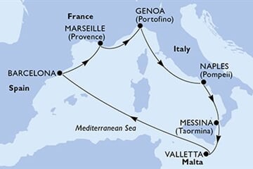 MSC WORLD ASIA - Olaszország, Málta, Spanyolország, Franciaország (a Genova-ből)