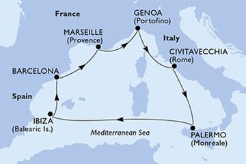 MSC SEAVIEW - Olaszország, Spanyolország, Franciaország (a Genova-ből)
