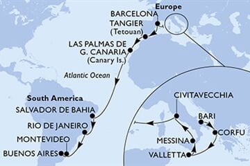 MSC FANTASIA - Itálie, Řecko, Malta, Španělsko, Maroko, ... (Bari)