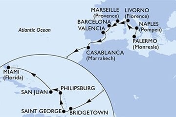 MSC SEASIDE - Itálie, Francie, Španělsko, Maroko, Barbados, ... (Palermo)