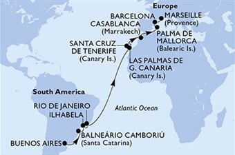 MSC Fantasia - Argentina, Brazílie, Španělsko, Maroko, Francie (Buenos Aires)
