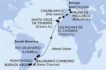 MSC Fantasia - Uruguay, Argentina, Brazílie, Španělsko, Maroko (Montevideo)