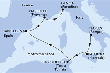 MSC FANTASIA - Itálie, Tunisko, Španělsko, Francie (Neapol)