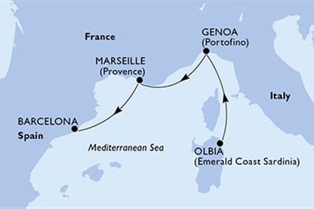 MSC MUSICA - Olaszország, Franciaország, Spanyolország (az Olbia-ből)