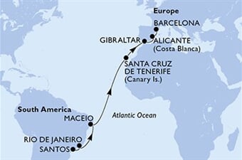 MSC Seaview - Brazílie, Španělsko, Gibraltar (Santos)