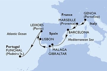 MSC MUSICA - Olaszország, Franciaország, Spanyolország, Gibraltár, Portúgalia (a Genova-ből)