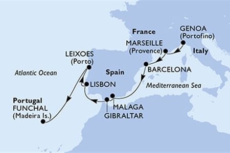 MSC MUSICA - Olaszország, Franciaország, Spanyolország, Gibraltár, Portúgalia (a Genova-ből)