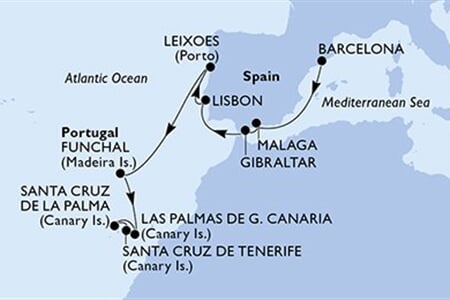MSC MUSICA - Spanyolország, Gibraltár, Portúgalia (a Barcelona-ből)