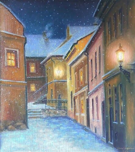 U Templu, olej na plátně 45 x 50 cm