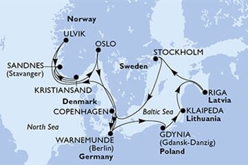 MSC MAGNIFICA - Németország, Norvégia, Dánia, Lengyelország, Litvánia, ... (a Warnemünde-ből)