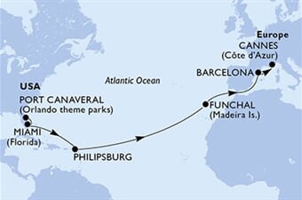 MSC Grandiosa - USA, Nizozemské Antily, Portugalsko, Španělsko, Francie (z Port Canaveralu)