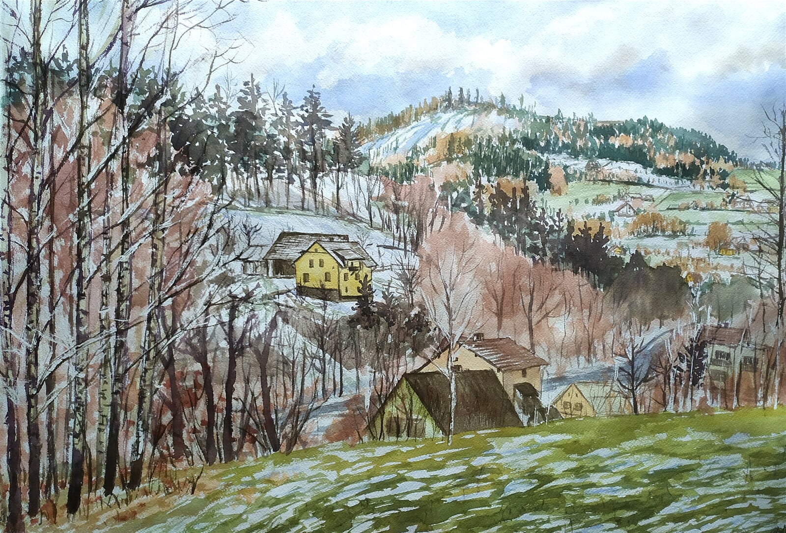 Blažena Niemcová: Chalpisko, Nýdek Hluchová, 50 × 70 cm
