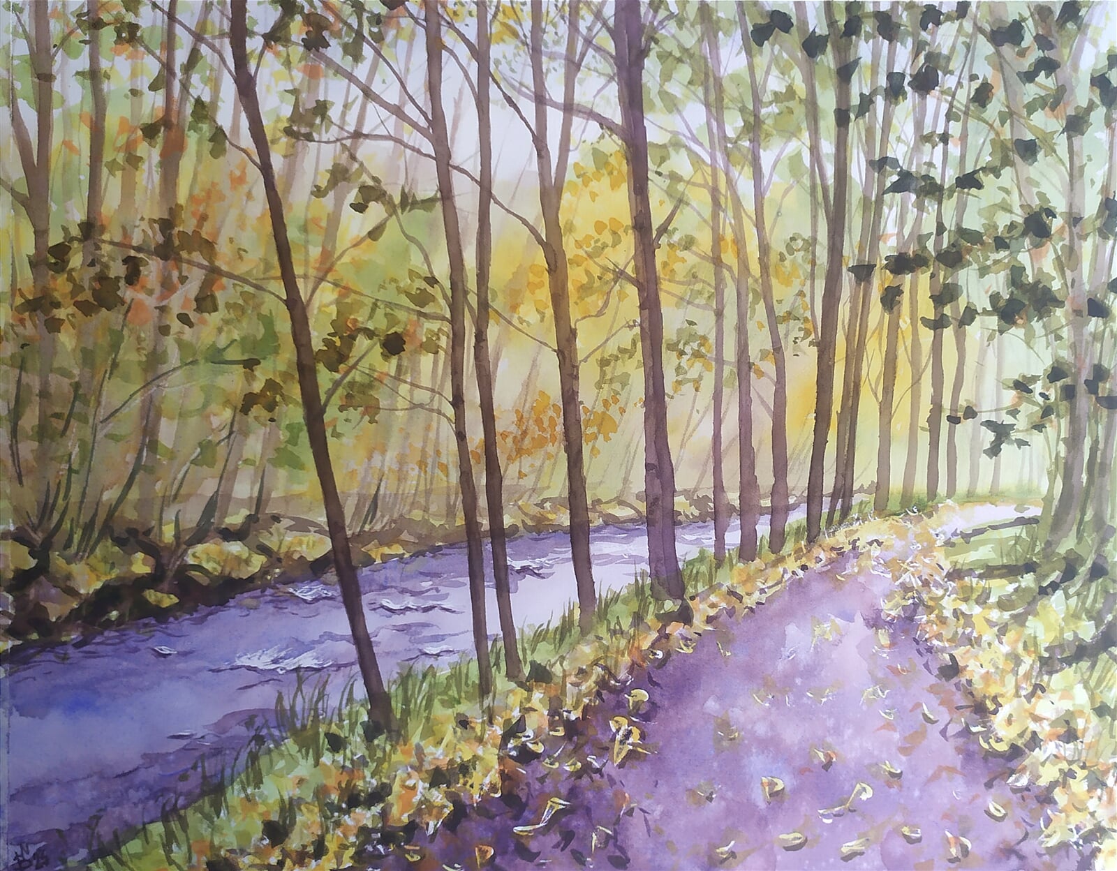 Blažena Niemcová: Podzimní Hluchová, 40 × 50 cm