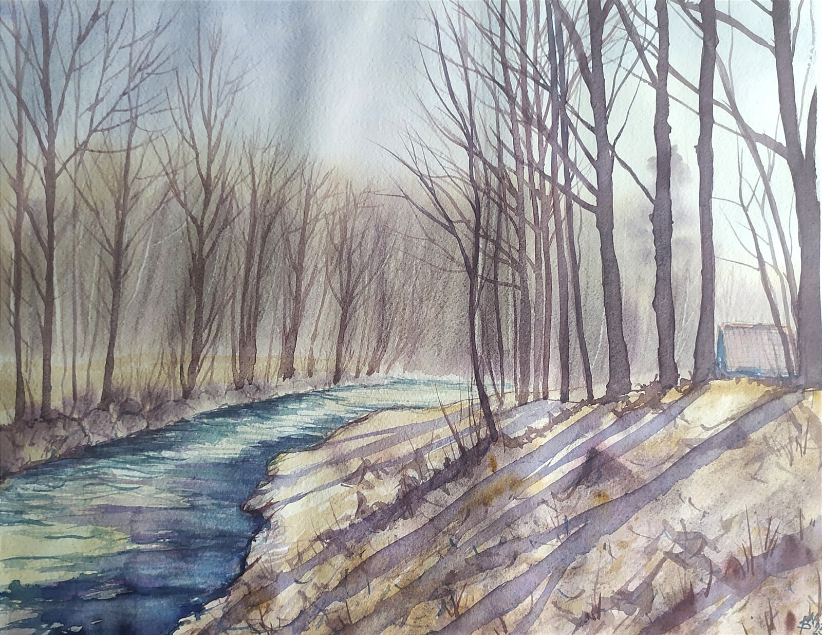 Blažena Niemcová: Časné jaro u Hluchové, 40 × 50 cm