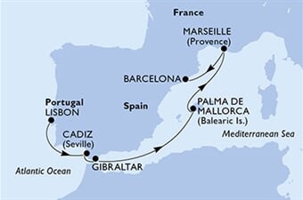 MSC Meraviglia - Portugalsko, Španělsko, Gibraltar, Francie (z Lisabonu)