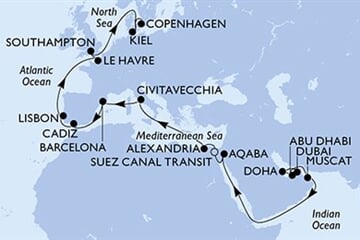 MSC Euribia - Arabské emiráty, Katar, Omán, Jordánsko, Egypt, ... (z Dubaje)