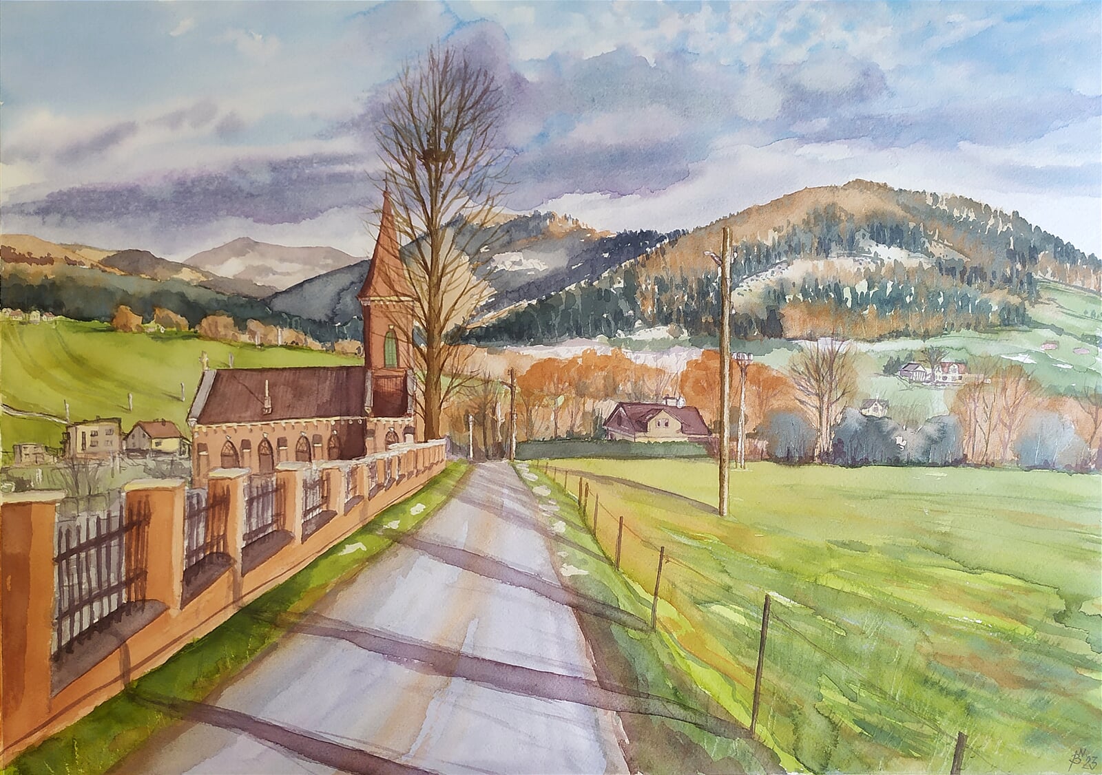 Blažena Niemcová : Podzim v Nýdku, 50 × 70 cm