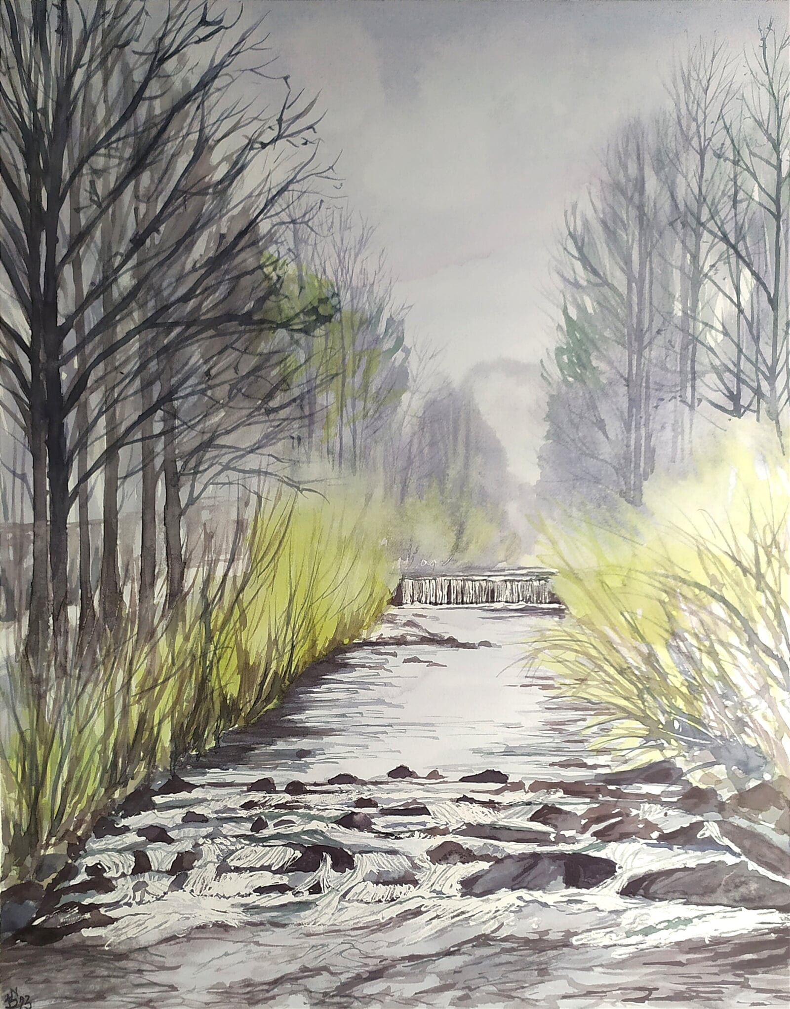 Blažena Niemcová: Časné jaro u Hluchové, 50 × 40 cm