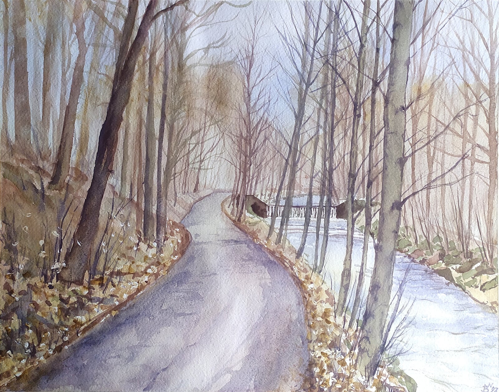 Blažena Niemcová: U horního splavu, 40 × 50 cm