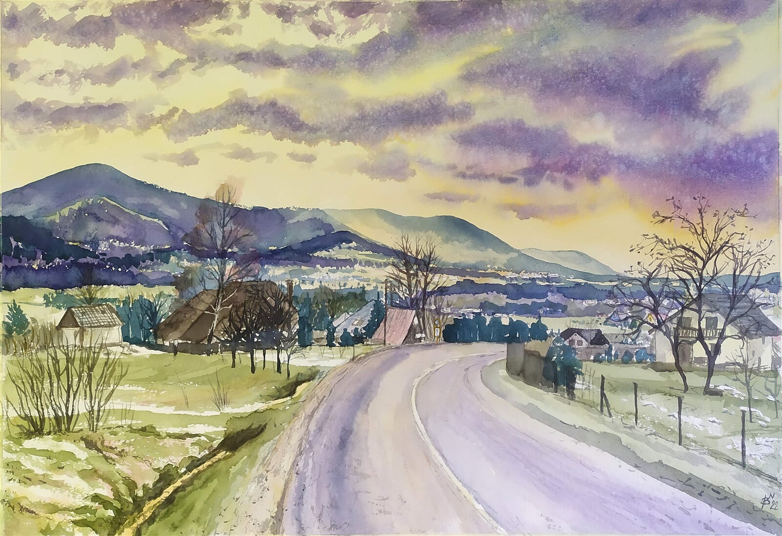 Blažena Niemcová: V Bystřici na Pasekách, 50 × 70 cm