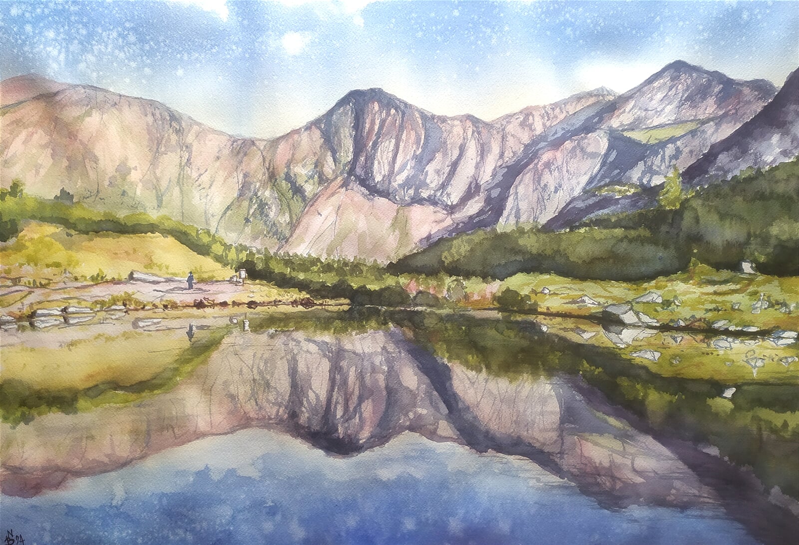 Blažena Niemcová: Roháčské pleso, 50 × 70 cm