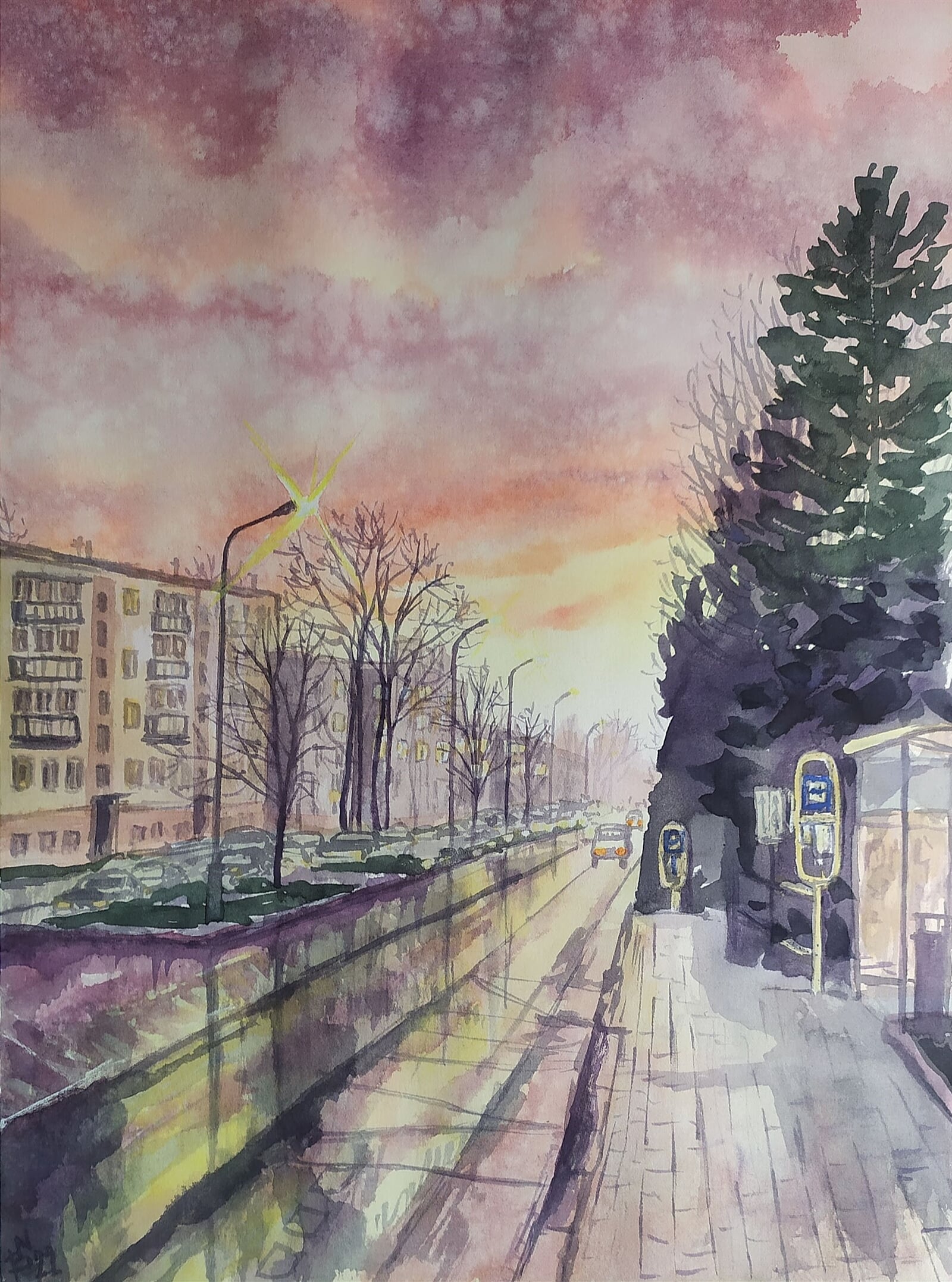Blažena Niemcová : Třinec, Jablunkovská ulice, 40 × 30 cm