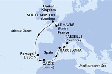 MSC POESIA - Francie, Velká Británie, Portugalsko, Španělsko (Le Havre)