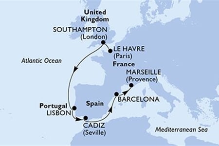 MSC POESIA - Francie, Velká Británie, Portugalsko, Španělsko (Le Havre)