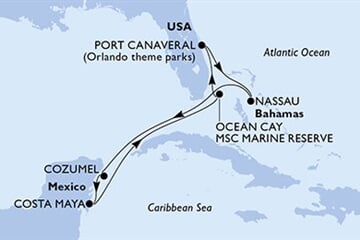 MSC SEASHORE - Amerikai Egyesült Államok, Bahamaszigetek, Mexikó (a Port Canaveral-ből)