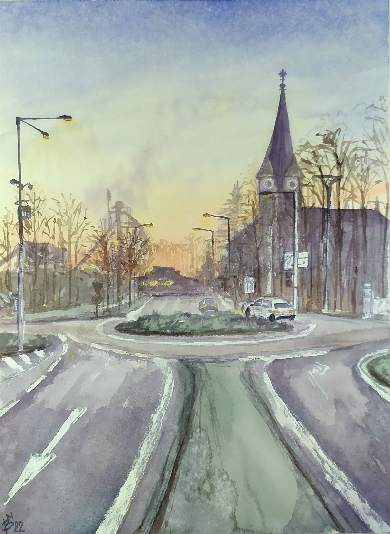 Blažena Niemcová: Třinec, Lidická ulice, 40 × 30 cm