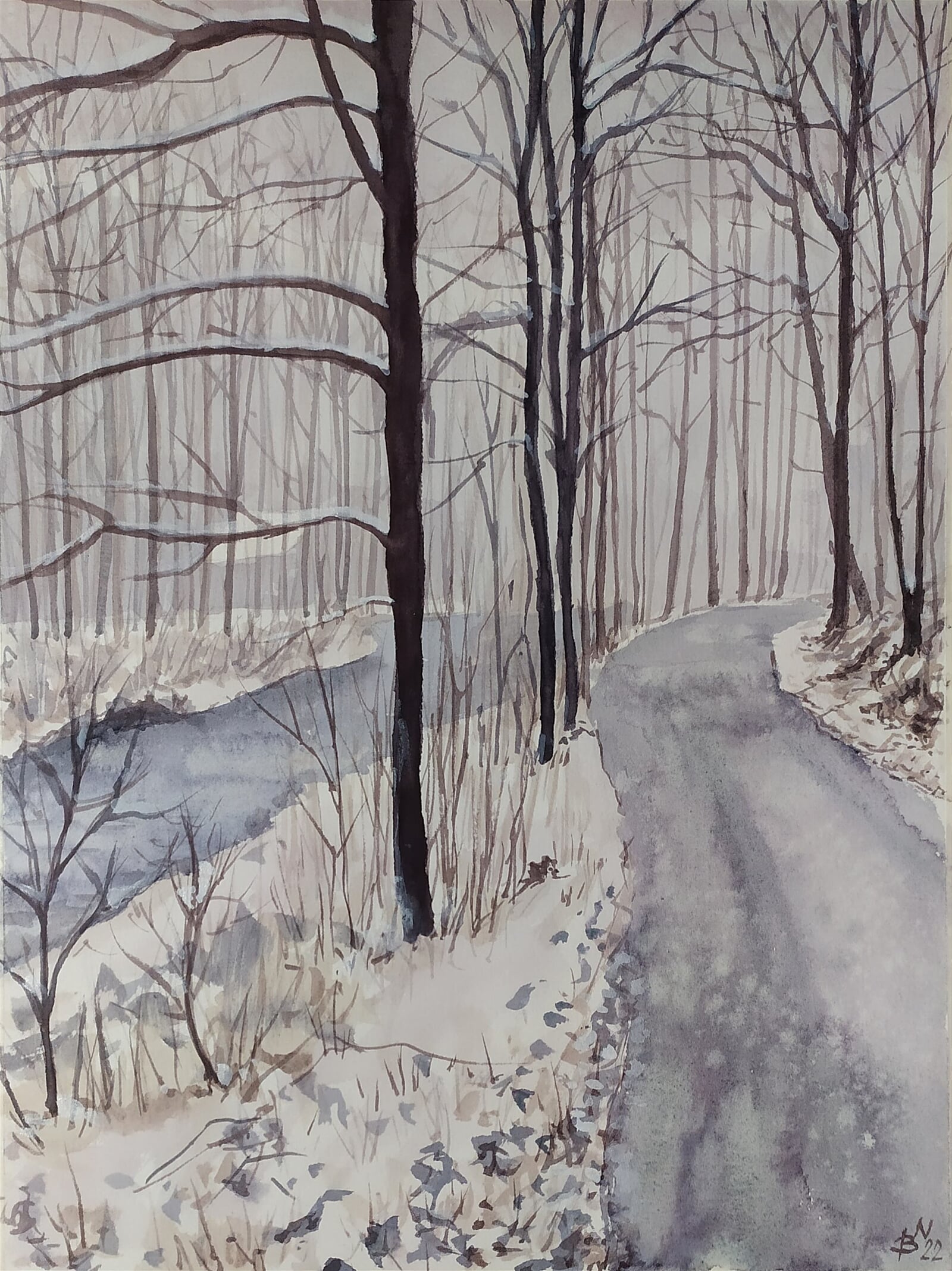 Blažena Niemcová : Zima u Hluchové, 40 × 30 cm