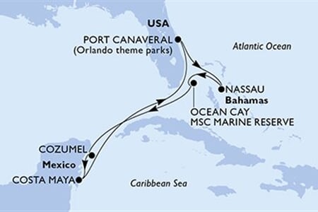 MSC GRANDIOSA - Amerikai Egyesült Államok, Bahamaszigetek, Mexikó (a Port Canaveral-ből)