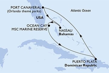 MSC GRANDIOSA - Amerikai Egyesült Államok, Bahamaszigetek, Dominikai Köztársaság (a Port Canaveral-ből)