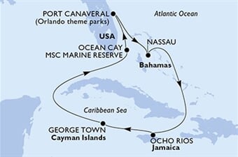 MSC Seashore - USA, Bahamy, Jamajka, Kajmanské o. (z Port Canaveralu)