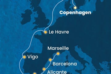 Costa Diadema - Dánsko, Norsko, Francie, Španělsko (z Kodaně)