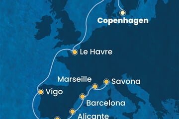 Costa Diadema - Dánsko, Norsko, Francie, Španělsko, Itálie (z Kodaně)