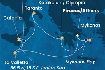 Costa Fascinosa - Řecko, Malta, Itálie (z Pirea)