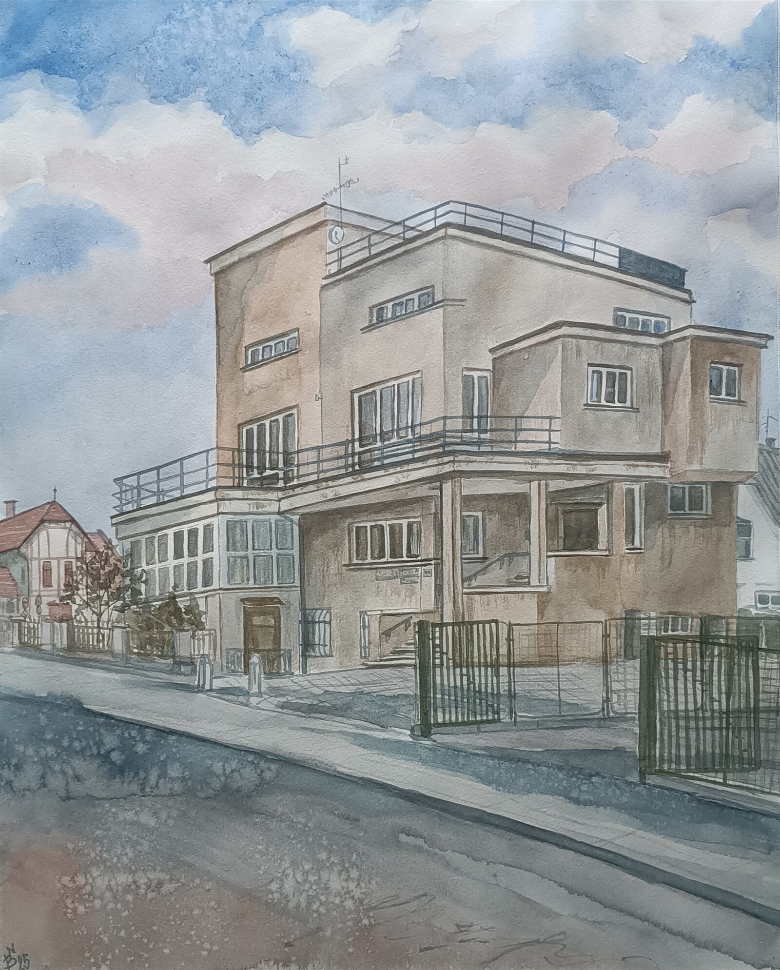 Blažena Niemcová: Jablunkov, vila dr. Fischgrunda, 50 × 40 cm