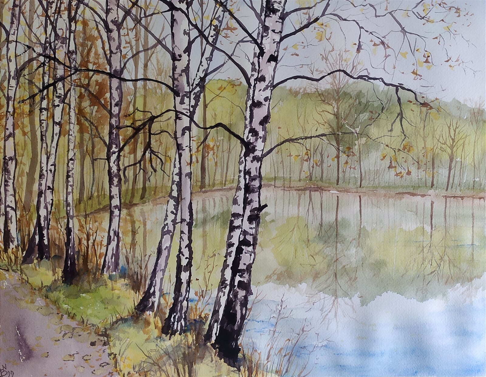Blažena Niemcová: Rybník u Českého Těšína, 40 × 50 cm