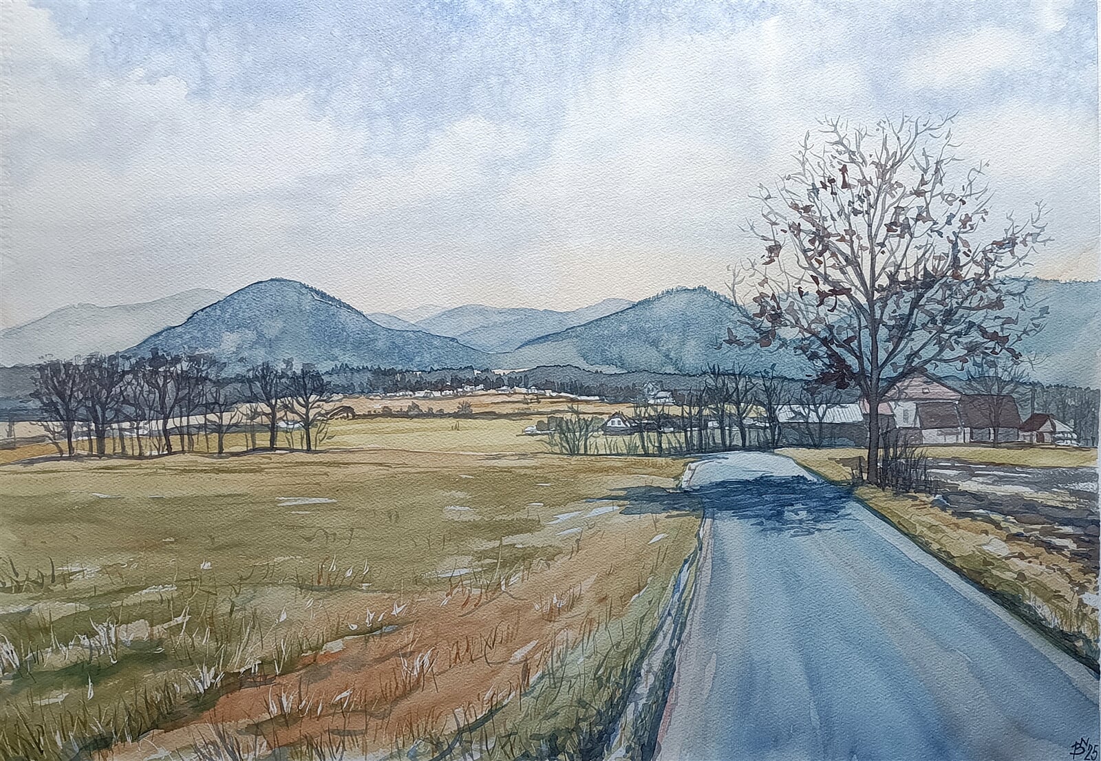 Blažena Niemcová : V Horních Tošanovicích, 50 × 70 cm
