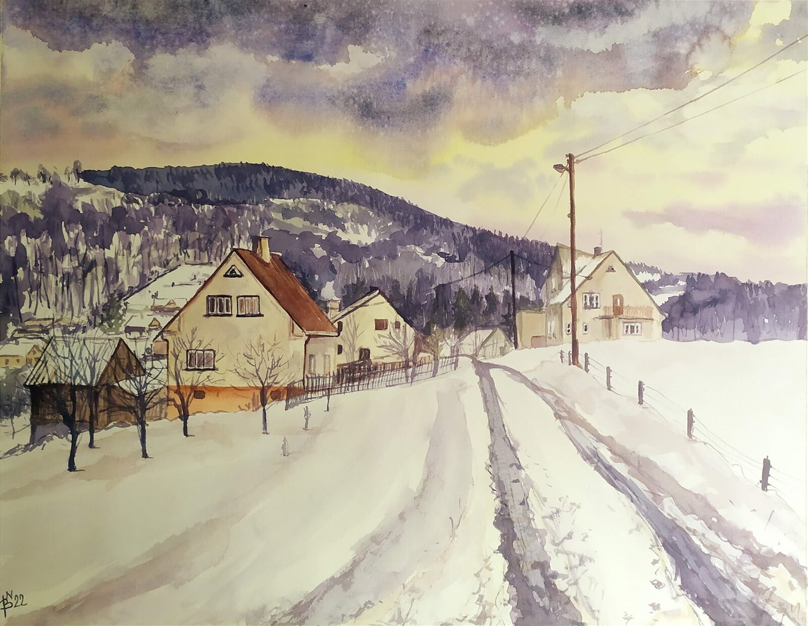 Blažena Niemcová: Bystřice, Paseky, 40 × 50 cm